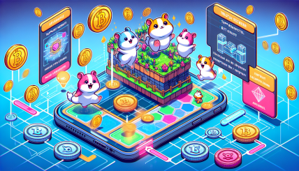 A visually engaging illustration featuring popular Tap-to-Earn games like Hamster Kombat on Telegram, with vibrant colors and elements representing decentralized wallets such as Trust Wallet and Bitget Wallet within the TON ecosystem.