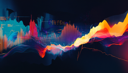 A dynamic image showcasing the transition from MATIC to POL, with visuals highlighting trading charts, technical indicators like MACD and RSI, and a fluctuating price graph to symbolize market volatility.