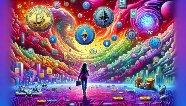 Illustration of a hacker in a surreal digital landscape, featuring a blend of NFTs, Ethereum symbols, and the Tornado Cash logo. The backdrop should highlight the chaos and complexity of blockchain transactions.