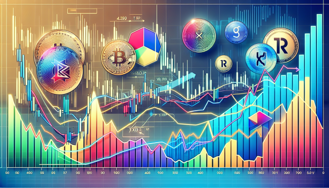 financial charts showing cryptocurrency trends, with XRP highlighted