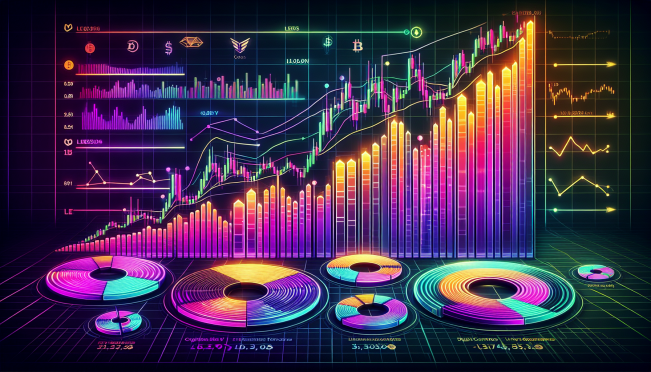 cryptocurrency growth charts with upward trend