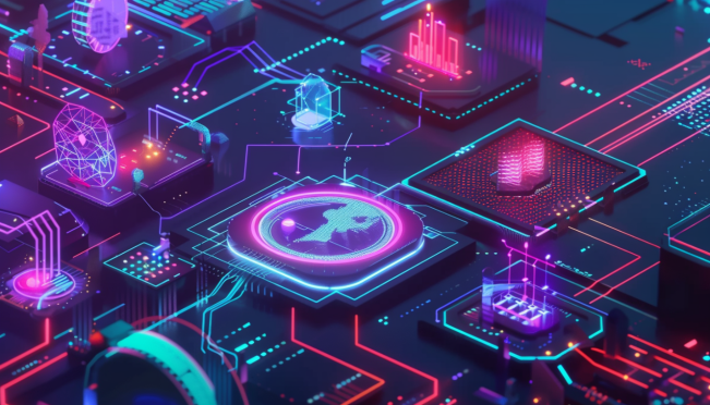 A futuristic digital platform showcasing a Filecoin-based decentralized lending pool with vibrant visual elements representing liquidity, security audits, and community participation. Include symbols of $FIL and governance tokens ($FIT, $FIG) with a backdrop of blockchain imagery.