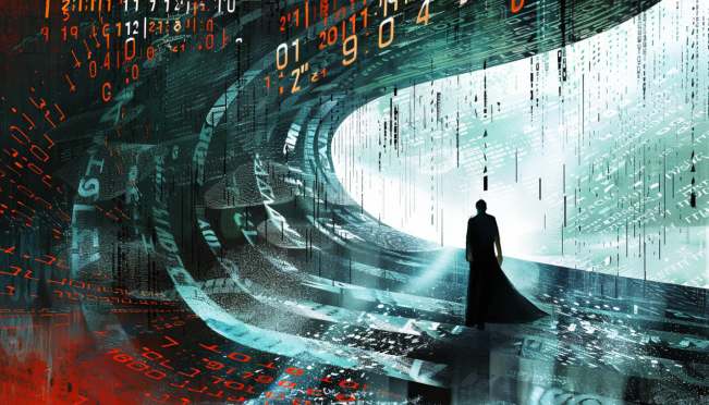 A digital illustration of a massive leak from a digital wallet symbolizing the loss of digital assets, with a shadowy figure manipulating the flow, set against a backdrop of blockchain code and security symbols.