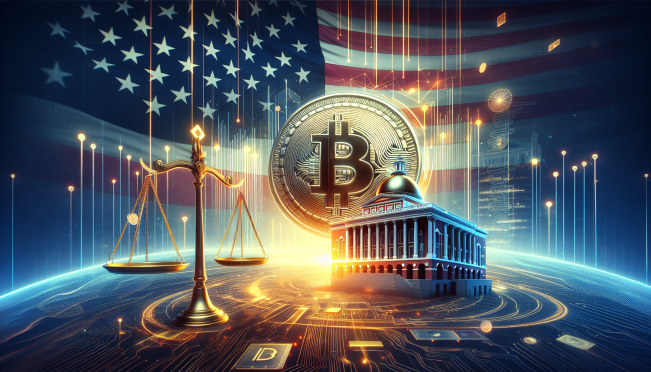 A dynamic image showcasing the themes of hope and victory in the crypto industry, featuring symbols like XRP, the scales of justice, and the Massachusetts State House, all under a banner of digital progress.