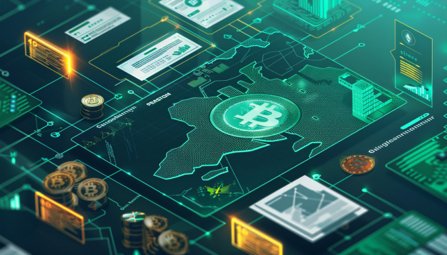 A visual representation of a global cryptocurrency exchange winding down services in Nigeria, showcasing regulatory documents, a secure vault for funds, and a map highlighting Nigeria.