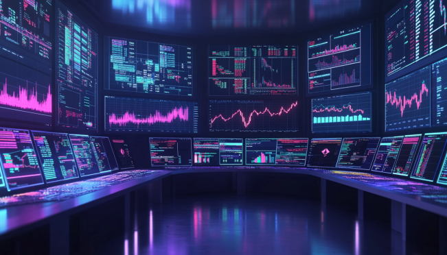 A bustling crypto trading floor showing multiple screens with charts and graphs, depicting a massive sell-off, with a focus on ether and bitcoin prices dropping. Include visual elements of blockchain data and exchange wallets.