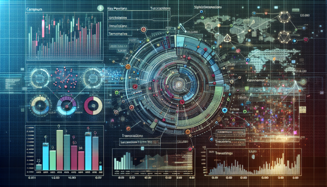 financial charts showing significant transactions on a blockchain network