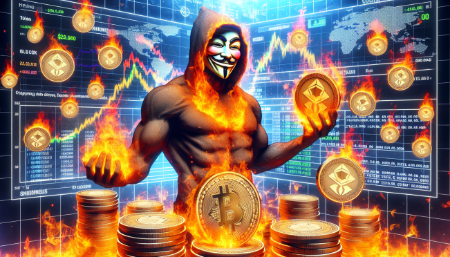 Andrew Tate, internet celebrity, surrounded by flames, burning Solana meme coin tokens, Solana logo in the background, crypto chart showing a price spike, Twitter tweets in the air.