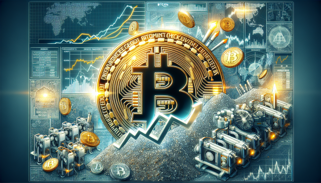 A digital illustration showing Bitcoin coins floating above $60,000, with graphs indicating recovery from a sharp drop, miners accumulating BTC, and large holders boosting market confidence. The background features a mix of digital market charts and mining rigs.