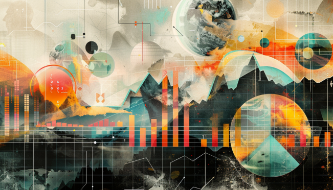 A complex financial graph showing skyrocketing debt levels, with elements representing pandemic costs, political instability, and investor concerns. Include visual cues like bond yields, fiscal gaps, and economic growth indicators.