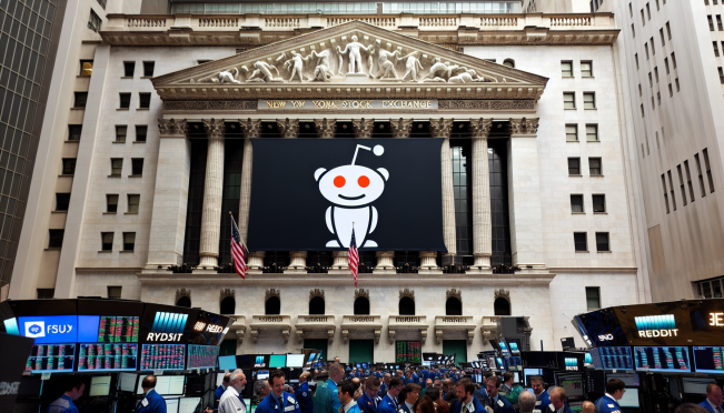 New York Stock Exchange with Reddit logo