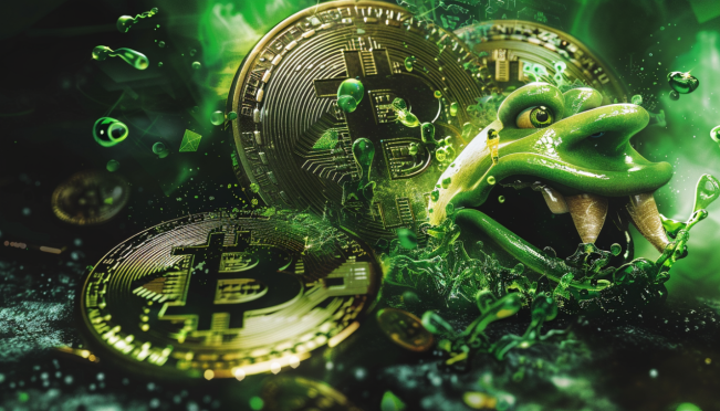 A dynamic image showing the Cantonal Bank of Zürich logo with Bitcoin and Ethereum symbols, alongside an engaging graphic of Angry Pepe Fork (APORK) illustrating its unique 'Conquer to Earn' program and tiered staking system.