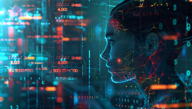 A futuristic visualization of Ark Investment's entry into the AI market, featuring digital representations of Cathie Wood, artificial intelligence models, and the OpenAI logo amidst a backdrop of financial growth charts and futuristic technology.