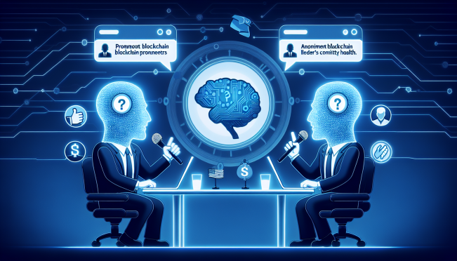 A dynamic debate scene on social media platforms with prominent figures like Charles Hoskinson and Sean McBride expressing their concerns about President Joe Biden's cognitive health. Include visual elements of the Democratic Party and the concept of a presidential primary election.