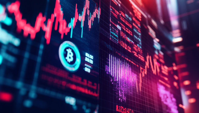 An image showing the logos of Nasdaq, NYSE, and major cryptocurrency symbols like Bitcoin and Ethereum overlaid on a background of financial charts and regulatory documents.